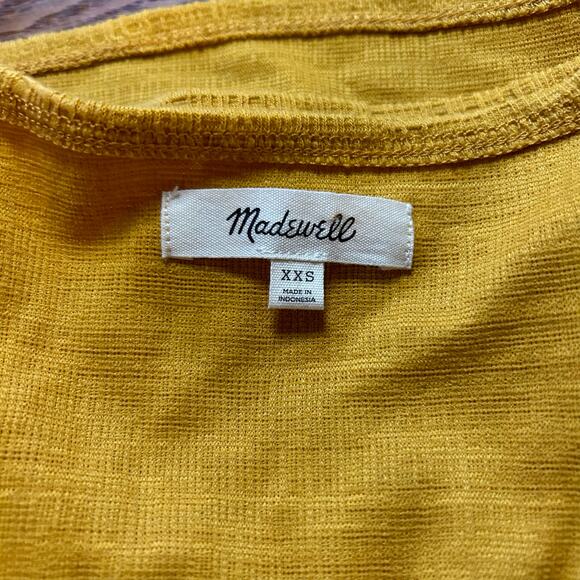 Madewell Womens Wrap Tank Top Gold XXS Ribbed Knit Sleeveless Tie Blouse Career - Picture 2 of 5